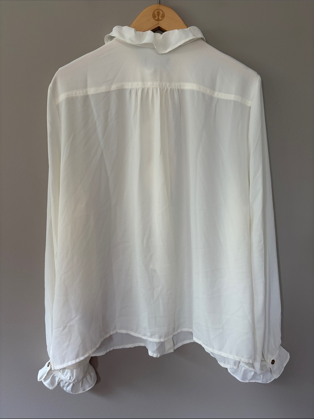 J. Crew Button Down Ruffle Drapey Cottage Top Size 16 Ivory Off-White Cream NWT - Picture 10 of 11